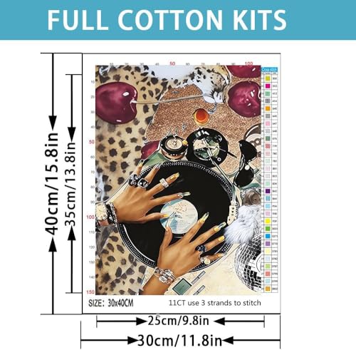 Leopard Print Stamped Cross Stitch Kits for Adults - Embroidery Kits for Beginners Adults,11 CT Patterns Dimensions Counted Cross Stitch Kits for Adults Arts Craft 12x16 inch - color: Cross stitch-40