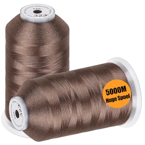 New brothread 2 Huge Spools Embroidery Machine Thread -Light Brown - color: Light Brown-323