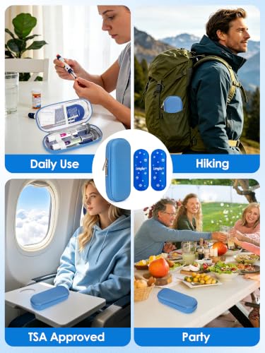 Leng Ke GLP-1 Cooler Travel Case Fits 2 Zepbound, Mounjaro & Insulin Pens - color: H1_blue