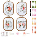 ORIGACH 4 Set DIY Organ & Flowers Embroidery Kit for Beginners Adults - style: Human Organ with Flowers