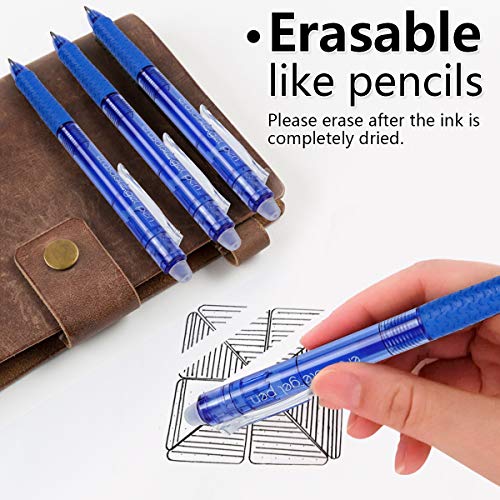 Vanstek 18 Pack Retractable Erasable Gel Pens Clicker, 9 Black & 9 Blue, Fine Point(0.7), Make Mistakes Disappear, Premium Comfort Grip Black & Blue Ink for Writting, Note Taking and Crossword Puzzles - color: 9 Blue 9 Black