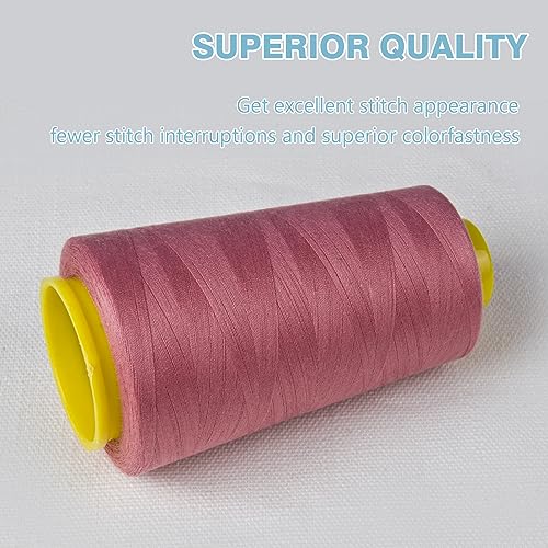 Rubber Red Serger Thread, All-Purpose Thread for Sewing, Polyester, 4 Cones of 3000 Yards Each Spool for Sewing Machine - color: 4 Rubber Red