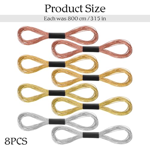 8 Skeins Metallic Embroidery Floss, 4 Colors Embroidery Thread