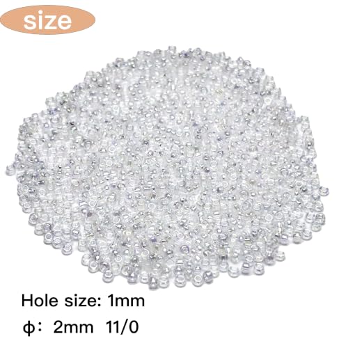 GLRXMX 2100Pcs Glass Beads 2mm Round Seed Beads for Jewelry Making - color: transparent