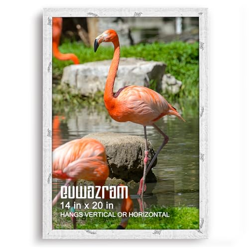 Rustic White 14x20 Frame - Single Frame, 14 x 20 Poster Frame for Artwork, Puzzles, Photos and Movie Posters Picture Frames - size: 14" x 20"