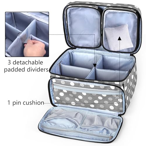 Luxja Sewing Storage Organizer with 2 Detachable Clear Pockets, Polka Dots - color: Polka Dots