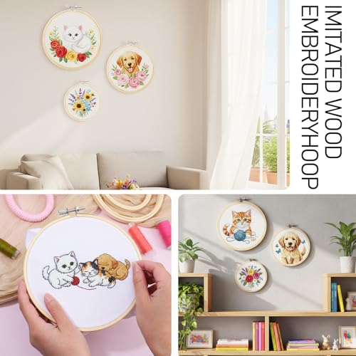 Bamboo Embroidery Hoop Set 3-Pack, Non-Slip 4/5/6 Inch for Cross Stitch