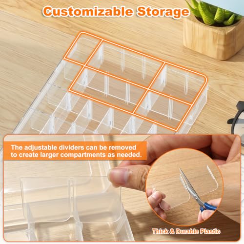 2 Pack 36 Grids Clear Organizer Box with Dividers, 10.9 x 6.9 x 1.8 in - color: 2 Pack, size: 36 Grids(10.9 x 6.9 x 1.8 inch)