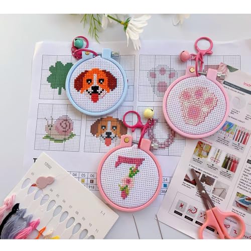 7 Pack Lucky Stamped Cross Stitch Kits for Adults Beginners with Frame - color: Lucky every day