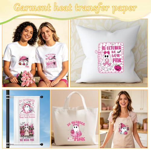 20 Pcs Halloween Breast Cancer Awareness Iron on Transfers for T Shirts - color: Pink Ghost