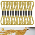 12 Skeins Metallic Embroidery Floss, 8m Each Metallic Gold Embroidery Thread for Cross Stitch, Friendship Bracelets, Sewing, Yarn Crafts & String Art Supplies (Gold)