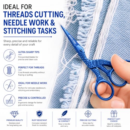 Embroidery Scissors, Stork Scissors for Sewing & Thread Cutting