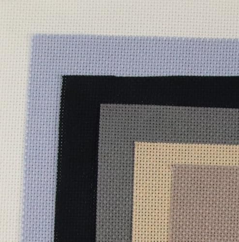 KCS 6 pc of 15" x 18" (38cmx45cm) Counted Cotton Aida Cloth Cross Stitch Fabric Rolled Box (18CT-K) - color: 18ct-k