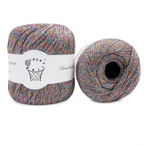 80g Sparkle Silver Lurex Thread Shining Yarn, Metallic Crochet Thread Yarn for Crocheting, Sparkle Metallic for Knitting Clothes, Car Charm, Keychain Charm(Neon) - color: 03
