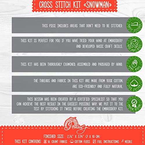 Counted Cross Stitch Kit 'Snowman' - Embroidery Set for Christmas Holidays - color: Snowman