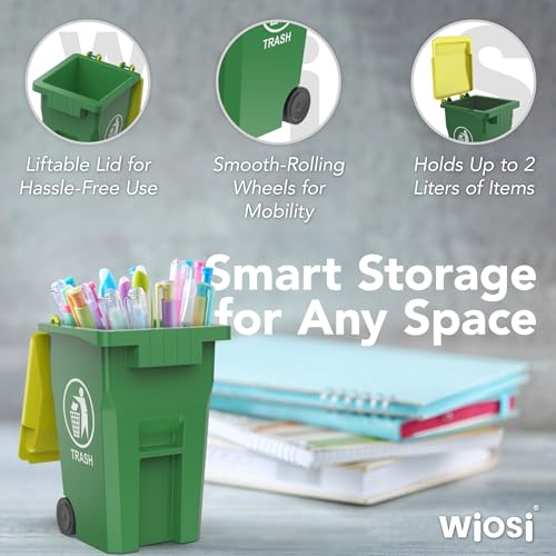 Wiosi Mini Trash Can/Recycle Bin Pencil Holder for Desks, Blue/Green - color: Blue-Green, size: 5"