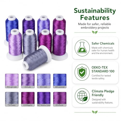 Simthread 8 Shades 550Yds Each 40WT Polyester Embroidery Thread Purple Set - color: 550YPurpleBrother