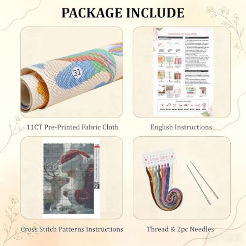 WUSARPLY Santa Claus Stamped Cross Stitch Kits for Beginners Adults 11CT - color: J185