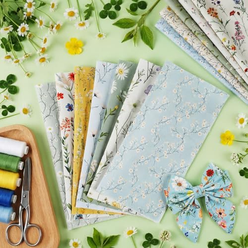 Tatuo 30 Pieces 10 x 10 Inches Summer Floral Cotton Fabric Bundle Squares Patchwork Floral Fabric Sewing Quilting Bundles Assorted Pattern Cloth for DIY Scrapbook Craft Making - style: Classic Wildflower