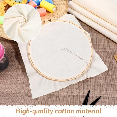 10 PCS Embroidery Cloth Fabric, 7.87 × 7.87 Inch Embroidery Fabric, Pre-Cut for DIY Crafts, and Garment Sewing, Beige