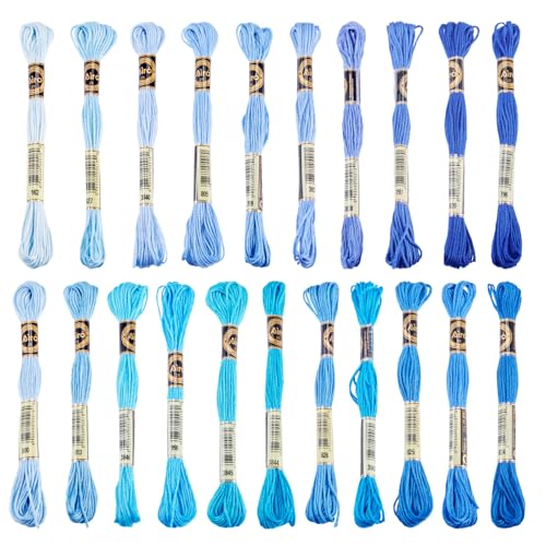 FASHEWELRY 183 Yards Polyester Embroidery Floss Blue Crewel Cross Stitch Threads 1mm 6-Ply Embroidery Thread Bulk for Sewing Bracelet Making Knitting Art Crafts Supply - color: Blue, size: 1mm