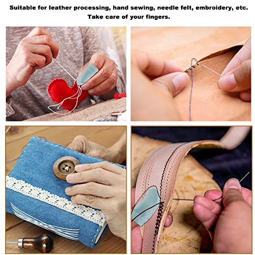 Mayboos 4 Pairs Leather Finger Protector Leather Thimble - size: 4 Pairs