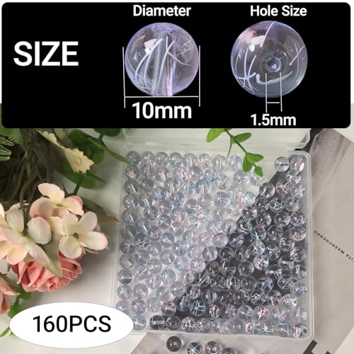 10mm Hand-Drawn Glass Beads Bulk 160pcs Blue Purple Round - color: Blue&Purple 10mm