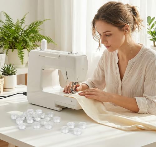 ilauke 90 pcs White Prewound Bobbin Thread, Sewing Thread Bobbins - color: White