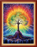 Dooxvey Cross Stitch Kit for Adults Beginners - Stamped Needlepoint Embroidery Pattern - Magic Moonlight Tree 16x20 Inch - 11CT Full Range - color: Manual Arts 01