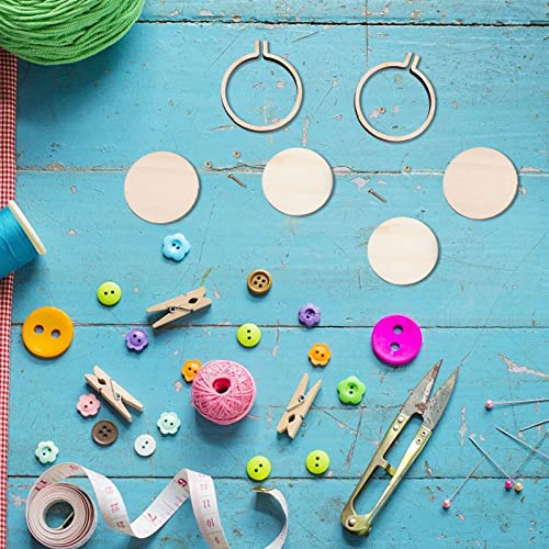 Wood Mini Embroidery Hoop Frame Sewing Ornament Frame Tiny Crossing Stitch Hoop Ring for DIY Embroidery Necklace Pendant Keychain (80Pcs Round 0.98 Inch) - size: 80Pcs Round 0.98 inch