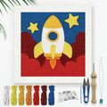 Doodlream Cartoon Rocket Needle Kit for Beginner, 9.4"x 9.4" Space Flame Punch Stitching Craft Set, Color DIY Embroidery Starter with Printed Frame, Instruction, Threader, Yarn, Pinch Needle - color: Rocket