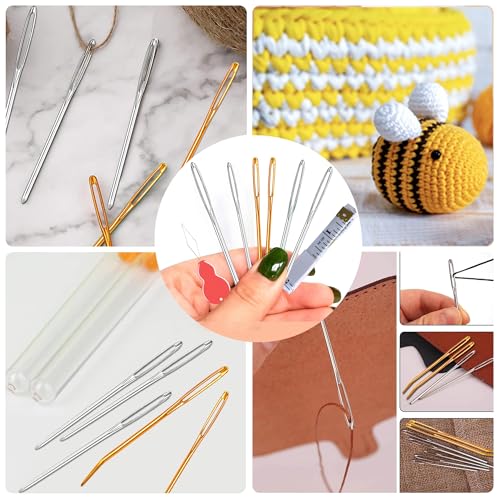 Bubcool Large Eye Blunt Yarn Needles kit, Darning Needles for Yarm & Bent Tapestry Needles, Metal Yarn Needles,Darning Needles for Crocheting,Darning Yarn,Crafting Needle, Carpet Canvas Repair - color: 12 PCS