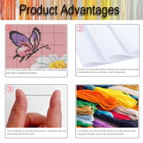 Tiwabb Retro Daisy Stamped Cross Stitch Kits for Adults Beginners - color: Retro flower
