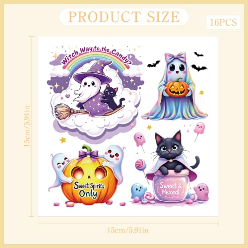 16 Pcs Halloween Neon Rub-On Transfers for Furniture & Crafts - style: Halloween Neon