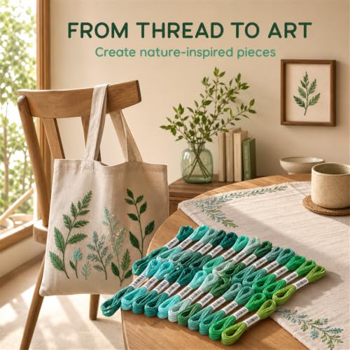 Embroidery Thread & Floss, 20-Color Lake Blue Series, 8 Meters/Skein (160M Total), for Friendship Bracelets, Cross Stitch & Tassels