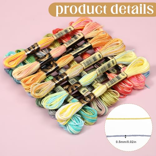 18 Pcs Friendship Bracelet String, Rainbow Embroidery Floss, Numbered Cross Stitch Thread for Bracelet Making Yarn, Craft Floss