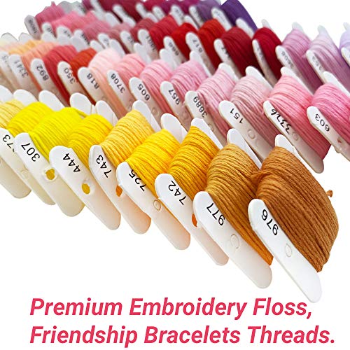 Embroidery Floss,52 Rainbow Colors Hand Embroidery Thread on Bobbins.