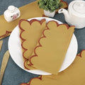 NATURALCRAFT Scalloped Cloth Napkins 18x18 in - Gold Edges Rust - color: Sl-gold Napkin - Rust Edges, size: 18" x 18" (Set of 6)