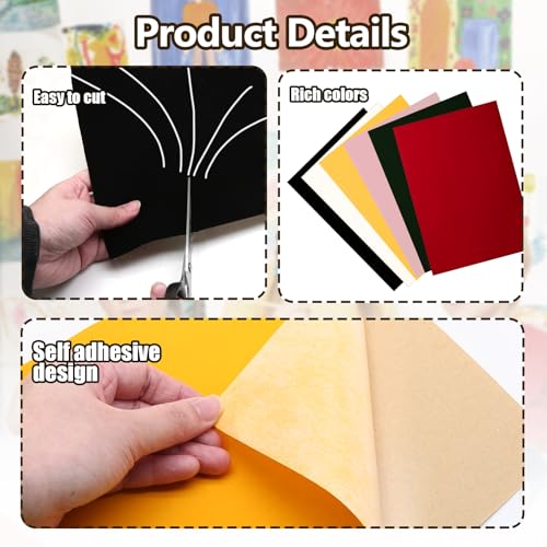 Biaungdo Yellow Self Adhesive Felt Sheets, 6 Pcs, 8 x 12 Inch - color: Yellow