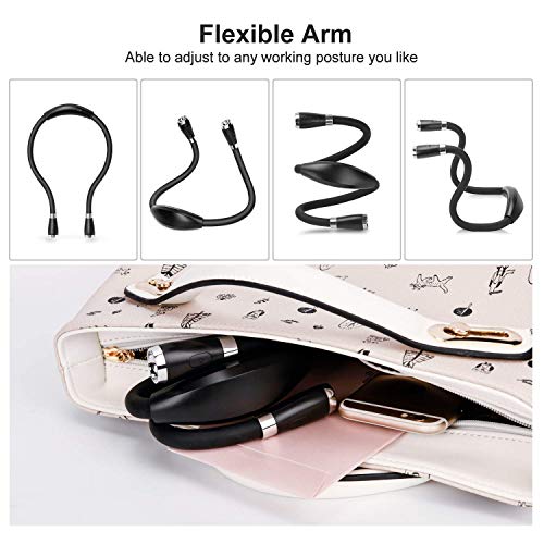 LED Neck Book Light USB Rechargeable, Hands Free, 4 Super Bright LED Bulbs, 3 Adjustable Brightness, Best for Reading in Bed, Knitting, Walking, Jogging, Mending in Night (Black) - color: Black