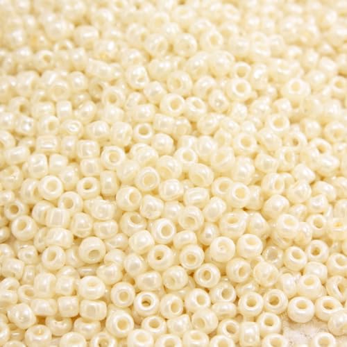 Perlin Glass Seed Beads 3mm 8/0 Round Mini Small Pony Beads 3300pcs for Making Earrings Bracelets Pendants Waist Jewelry DIY Handmade Opaque Color Kit (Cream, 2,6 mm ~ 3 mm) - color: Cream
