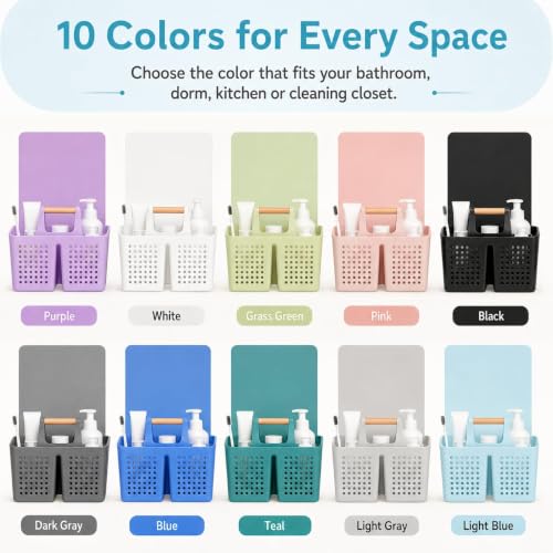 Portable Shower Caddy Basket with 3 Compartments and Handle, Light Blue - color: Light Blue