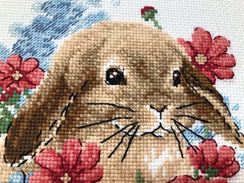 RIOLIS 1986 Bunny in Flowers Counted Cross Stitch Kit 6 x 7 in - style: Bunny in Flowers 1986