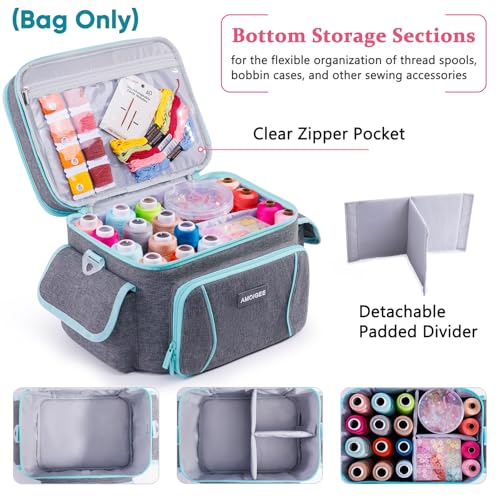 Double-Layer Sewing Storage Bag with Dividers for Sewing Supplies and Tools - color: Grey, size: M-10"