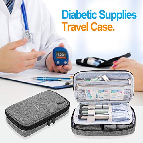 LUXJA Diabetic Supplies Travel Case, Gray - color: Gray