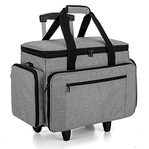 LUXJA Sewing Machine Case with Detachable Dolly, Gray - color: Gray, style: Sewing Machine Trolley
