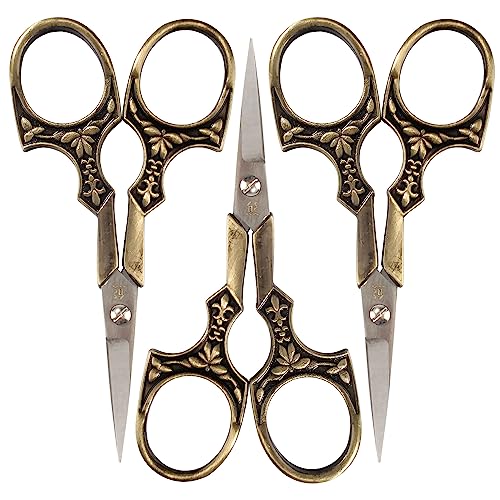 JubileeYarn Antique Style Heirloom Embroidery Craft Scissors - Bronze - 3 Scissors - color: Antique Heirloom - Bronze, size: 3 Scissors
