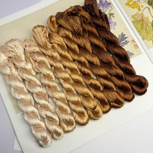 100% Mulberry Silk Embroidery Thread 9 Colors 110m Each (60) - color: C60