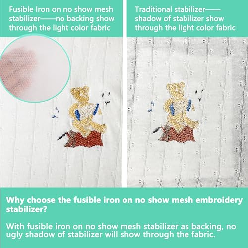 Craftido Fusible No Show Mesh Embroidery Stabilizer -12" x 10 Yd/Roll - size: Fusible no show mesh 12"x10yd roll