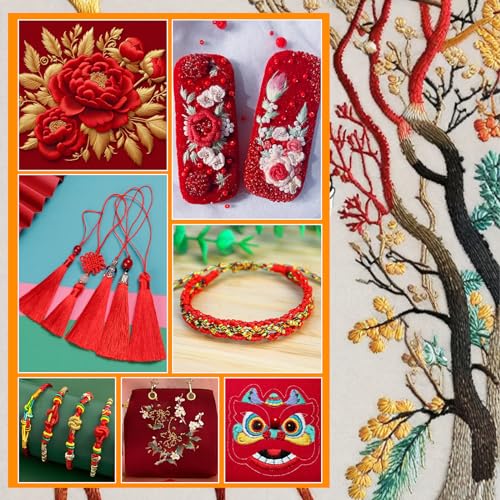 24 Skeins Red Embroidery Floss, Cotton Embroidery Cross Floss - color: Red